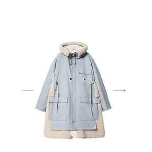 Sacai Sky Blue and Beige Pea Coat
